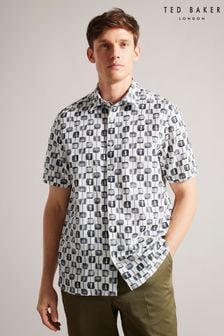 Кремовая рубашка с абстрактным геометрическим принтом Ted Baker Erice (U25726) | €53