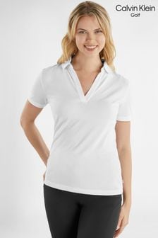 Calvin Klein Golf Jenny Open Neck White Polo Shirt (U25892) | 157 zł