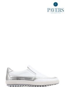 Pavers White Leather Slip-On Shoes (U25931) | AED250