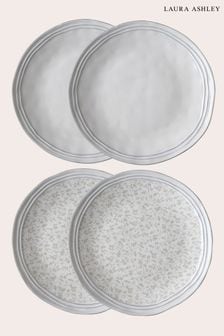 Laura Ashley Set of 4 White Artisan Collectables 23cm Plates (U26070) | €68