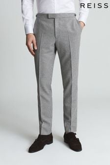 Reiss Grey Freedom Puppytooth Wool Blend Trousers (U26079) | 200 €