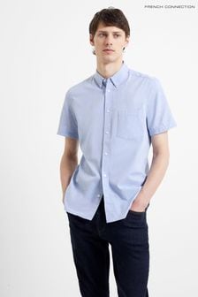 Blue - French Connection Pink Oxford Short Sleeve Shirt (U26136) | kr550