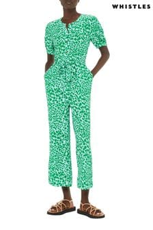 Whistles Green Smooth Leopard Jumpsuit (U26180) | €87