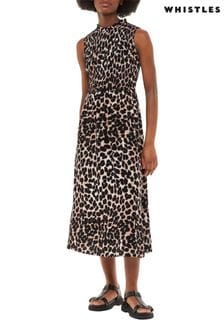 Robe mi-longue à pois et léopard Whistles Animal Heidi (U26188) | €87