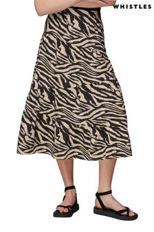 Whistles Natural Mountain Zebra Tiered Skirt (U26232) | €113