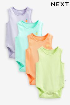 Multi - Baby Plain Vest Bodysuits 4 Pack (U26233) | 108 LEI - 141 LEI
