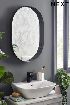 Black Oval 65x45cm Wall Mirror