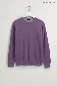 Purple - Gant Cotton Crew Neck Jumper (U26277) | KRW164,200