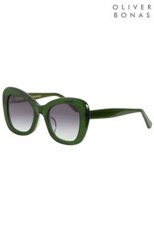 Oliver Bonas Green Butterfly Glam Acetate Sunglasses (U26816) | $68