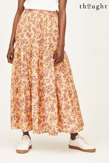 Thought Marlett Yellow Organic Cotton Poplin Tiered Maxi Skirt (U26909) | ₪ 396