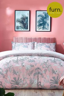 Furn Pink Colony Palm Paradise Reversible Duvet Cover and Pillowcase Set (U26934) | €22 - €46