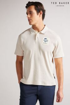 חולצת פולו נמתחת עם שרוול קצר דגם Marden בגוון טבעי של Ted Baker (U27479) | ‏349 ₪