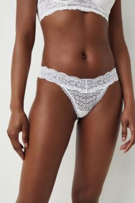 White Thong Lace Logo Thong (U27625) | 9 €
