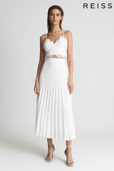 Reiss White Dora Pleated Maxi Skirt (U27646) | 226 €