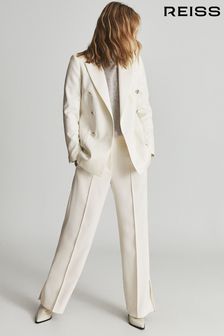 Reiss White Alyx Double Breasted Twill Blazer (U27668) | OMR201