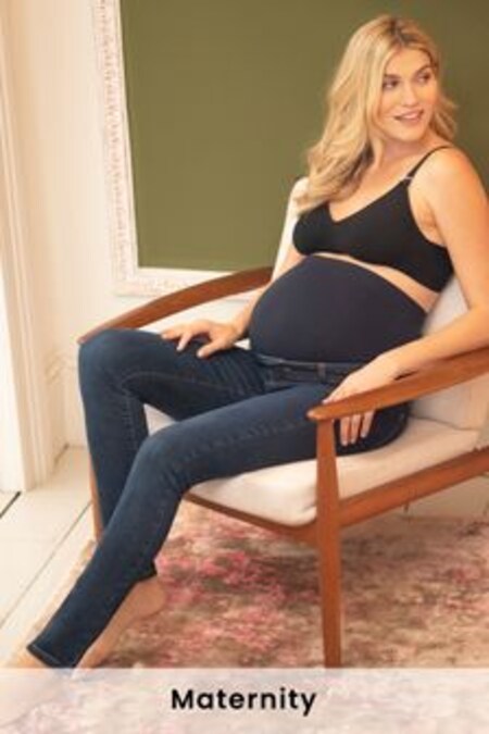 Seraphine Blue Organic Cotton Over Bump Maternity Skinny Jeans (U28048) | $97