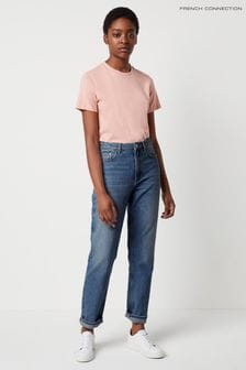 French Connection Comfort Stretch Blue Recycled High Rise Straight Leg Jeans (U28262) | $132