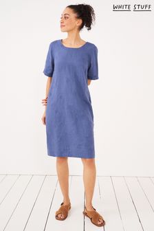 White Stuff Blue Edie Linen Summer Dress (U28569) | $130