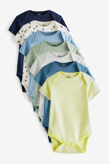 Teal Blue/Green 7 Pack Short Sleeve Baby Bodysuits (U28570) | €12 - €13