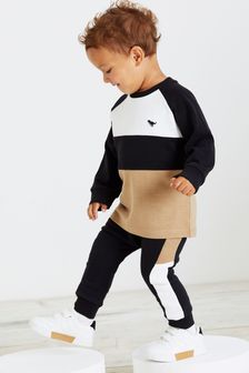  (U28617) | NT$750 - NT$930 黑色 - Next拼色長袖舒適T恤和慢跑運動褲套裝 (3個月至7歲)