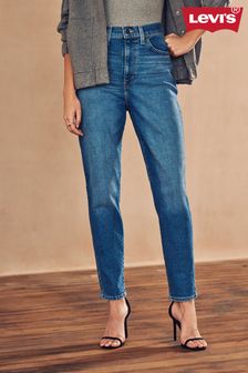 Medium indigo afgedragen - Levi's® mom jeans met hoge taille (U28637) | €123
