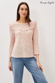 Phase Eight Damen Naia Gestreiftes, gerüschtes Top, Pink (U28819) | 19 €