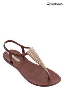 Ipanema Brown Ribbed T-Bar Sandals (U29051) | ₪ 121