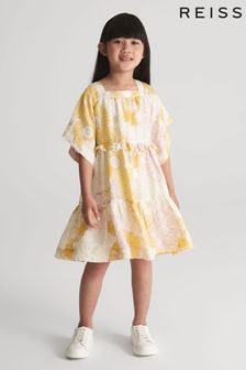 Reiss Yellow Allie Junior Printed Tiered Mini Dress (U29422) | €55