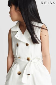 Reiss White Dana Junior Linen Blend Mini Dress (U29423) | €95