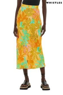 Whistles Natural Palm Floral Side Button Skirt (U29491) | €62
