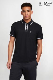 Schwarz - Original Penguin Piqué-Polo-shirt mit Kragen und mit Tasche und Earl Tipped (U29589) | 70 €