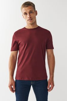 Бордовый - Обычный крой - Базовая футболка с круглым вырезом (U29642) | €9