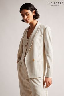Ted Baker Cream Kllara Double Breasted Relaxed Tailored Jacket (U29687) | €135