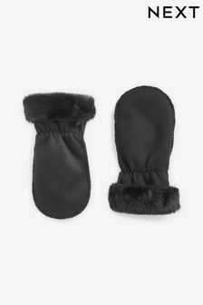 Black Faux Suede Mitts (3mths-6yrs) (U29774) | AED30 - AED33