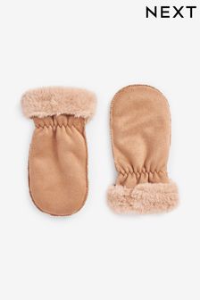 Camel Faux Suede Mitts (3mths-6yrs) (U29775) | AED26 - AED28