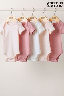 Mamas & Papas Girls Pink Short Sleeve 5 Pack Bodysuits (U29927) | 19 €