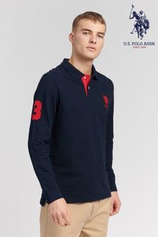 U.S. Polo Assn Navy Blazer Player 3 LS Regular Fit Polo Shirt (U30248) | ₪ 251