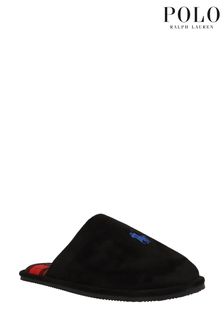 Black - Polo Ralph Lauren Mens Klarence Logo Plaid Slippers (U30384) | MYR 390
