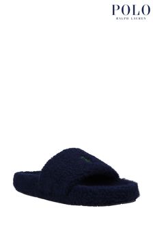 Navy - Polo Ralph Lauren Mens Hendrick High Pile Fleece Slider Slippers (U30386) | MYR 390