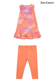 Juicy Couture Orange Cloud Print Fril Dress and Legging Set (U30584) | ₪ 130