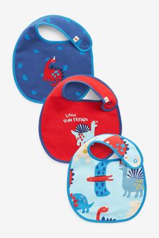 Rot/Blau/Dinosaurier - 3er-Pack Baby-Lätzchen (U30682) | 12 €