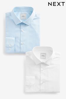 أبيض/أزرق - تلبيس ضيق - حزمة من 2 قميص (U30699) | 196 ر.س