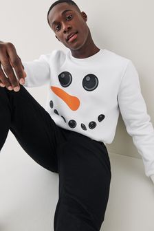 White Snowman Face Christmas Jersey (U30718) | 38 €