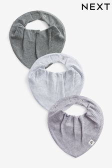 Grey Ribbed Baby Bibs 3 Pack (U30727) | €8
