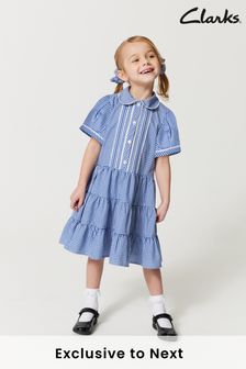 Clarks Blue Clarks Gingham School Dress and Scrunchie Set (U30769) | €17 - €20