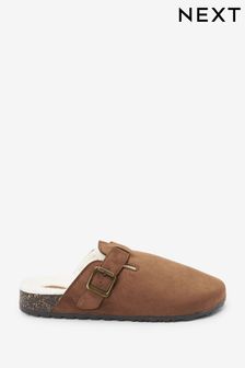 Tan Brown Buckle Mule Slippers (U30898) | $56