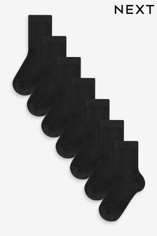 Black 7 pack cushioned footbed socks (U30950) | AED48 - AED58