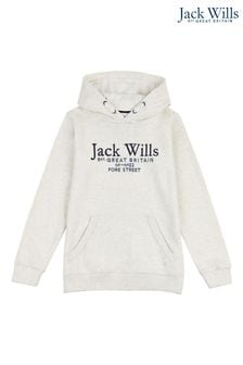Szara bluza z kapturem wkładana przez głowę Jack Wills z napisem (U31016) | 125 zł - 170 zł