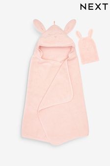 Розовый с заячьими ушками - Полотенце для младенцев с капюшоном (U31412) | €30