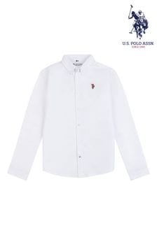 U.S. Polo Assn White Lifestyle Peached Oxford Shirt (U31590) | 13.50 BD - 17.50 BD